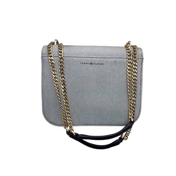 Tommy Hilfiger Embroidered Denim Crossbody Bag with Gold Chain Strap - Picture 3 of 16